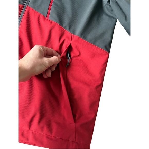 North Face Men’s Snow Jacket size M Windwall Hooded Lined Gray Red - Picture 11 of 14